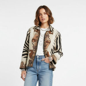 Sugar Street Weavers Vintage Zebra Safari Print Jacket - One Size - See Notes